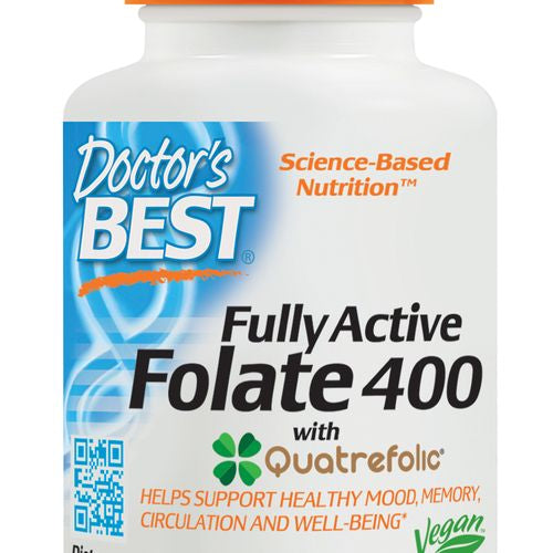 Doctor s Best Fully Active Folate with Quatrefolic  Non-GMO  Vegan  Gluten Free  400 mcg  90 Veggie Caps