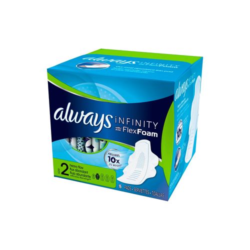 Always Infinity Flexfoam Pads for Women  Size 2  Super Absorbency  Unscented  16 Ct