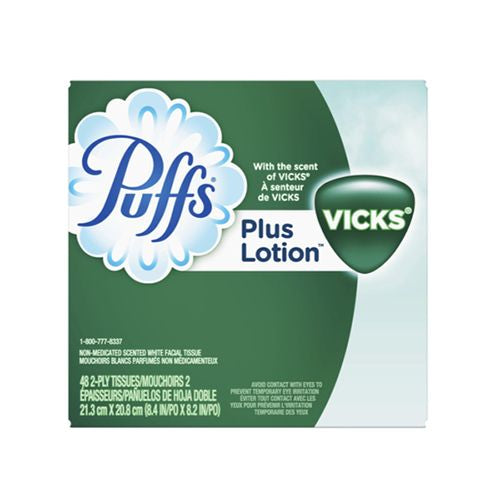 Puffs Plus Lotion with the Scent of Vick s Facial Tissues  1 Cube  48 Tissues per Cube