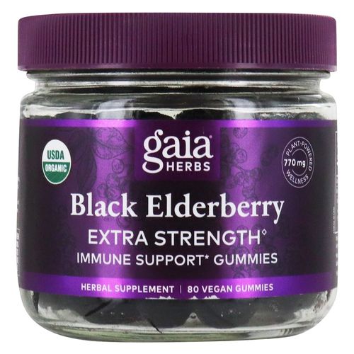 Gaia Herbs Extra Strength Black Elderberry Gummies  80 count