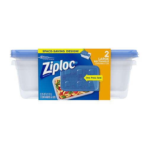 Ziploc® Brand  Food Storage Containers with Lids  Smart Snap Technology  Large Rectangle  2 ct