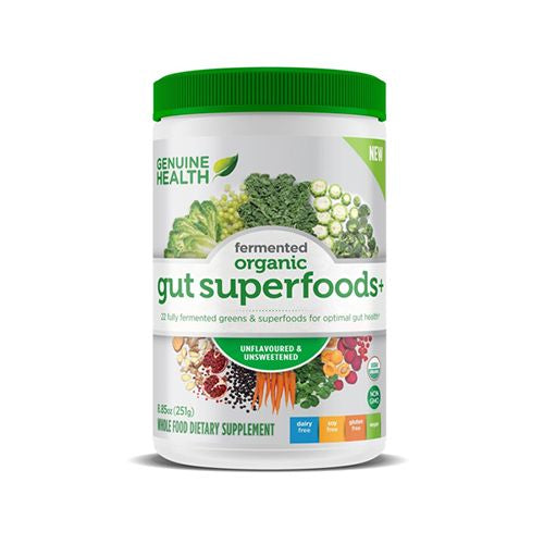 Genuine Health - Organic Fermented Gut Superfoods+ Powder for Optimal Gut Health Unflavored & Unsweetened - 8.85 oz.