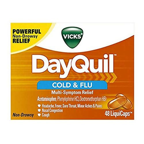 Vicks DayQuil Multi-Symptom Relief Cold & Flu Medicine LiquiCaps, 8 count