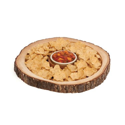 Lipper International Acacia Bark Round Dipping Platter with Ceramic Bowl