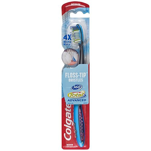 Colgate 360 Total Advanced Floss-Tip Bristles Toothbrush Medium