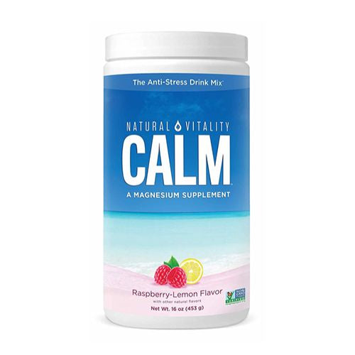 Natural Vitality CALM Magnesium Powder Supplement for Stress Relief  Raspberry Lemon  16 Ounces