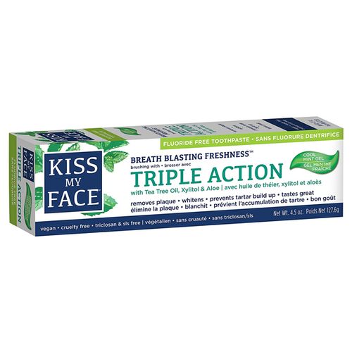 Kiss My Face Toothpaste Triple Action Cool Mint Gel 4.5 Ounce (133ml) (2 Pack)