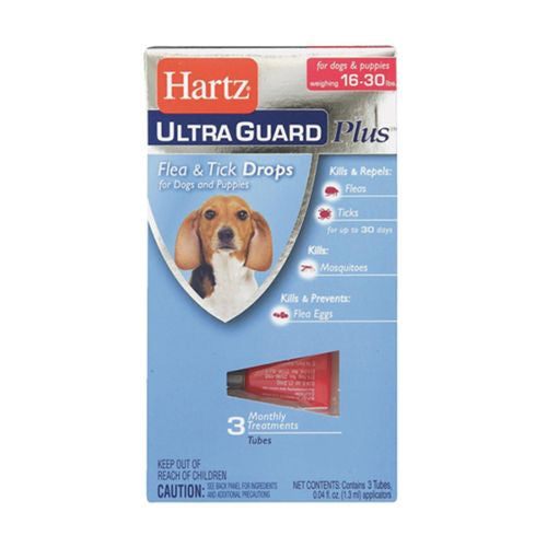 Hartz UltraGuard Plus Flea And Tick Drops For Dogs 15-30 Pounds  3 Monthly Doses