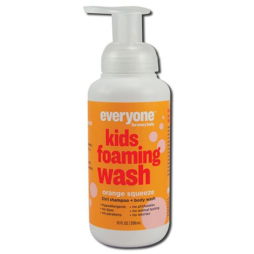 Everyone Kids Orange Squeeze 2-in-1 Foaming Body Wash + Shampoo, 10 Fl Oz