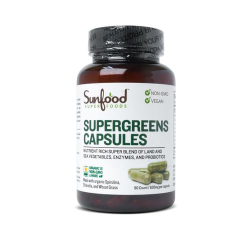Sunfood Superfoods Super Greens Capsules  90 Ct