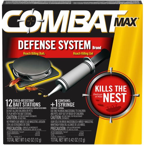 Combat Max Defense System Brand  Small Roach Killing Bait 12 Count and Roach Killing Gel 1 Count
