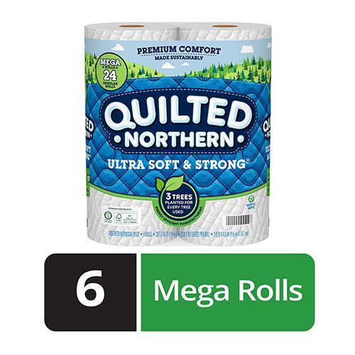Quilted Northern Ultra Soft & Strong Toilet Paper  6 Mega Rolls = 24 Regular Rolls  2-Ply Bath Tissue
