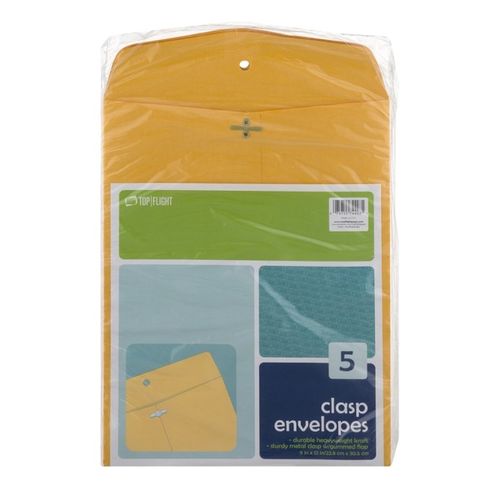 Top Flight Clasp Envelopes, Gummed and Clasped Closure, 6 x 9 Inches, Brown Kraft, 6 Envelopes per Pack (6910906) (B004NRP15U)