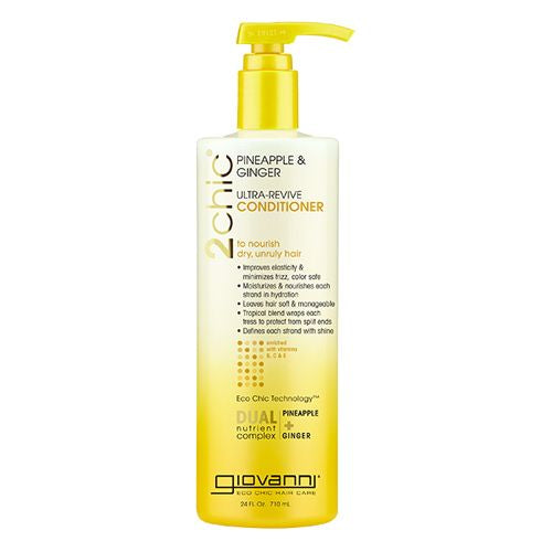 GIOVANNI 2chic Ultra Revive Conditioner  24 oz. Pineapple & Ginger for Dry Unruly Hair  Enriched with Coconut  Guava  Aloe Vera  Pro-Vitamin B5  No Parabens  Color Safe (Pack of 1)