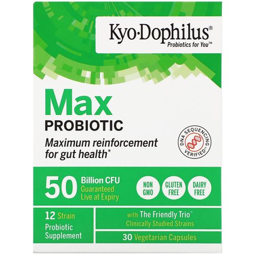 Kyo-Dophilus  Max Probiotic  50 Billion CFU  30 Vegetarian Capsules  Kyolic