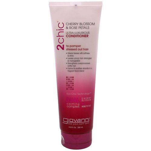 GIOVANNI 2chic Ultra Luxurious Conditioner  8.5 oz. Cherry Blossom and Rose Petals  With Aloe Vera  Shea Oil  Calms and Smooths Curly & Wavy Hair  No Parabens  Color Safe  Sulfate Free (Pack of 1)