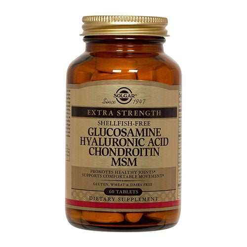 Solgar glucosamine hyaluronic acid chondroitin msm shellfish free 60 tablets