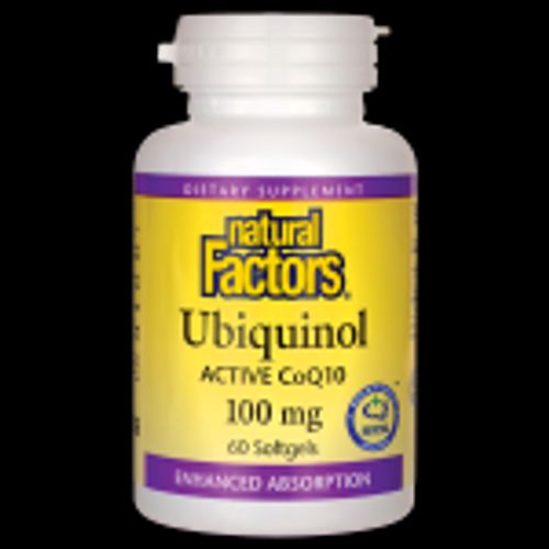 Natural Factors  Ubiquinol Active CoQ10 100mg  Coenzyme Q10 Supplement for Energy  Heart and Cognitive Support  60 Softgels