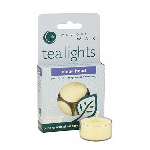 Tea Lights, Clear Head, 4 Candles, 0.6 Oz (16 G) Each - Way Out Wax