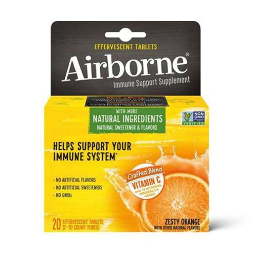 Airborne Zesty Orange Effervescent Tablets (20 count), Immune Support Supplement