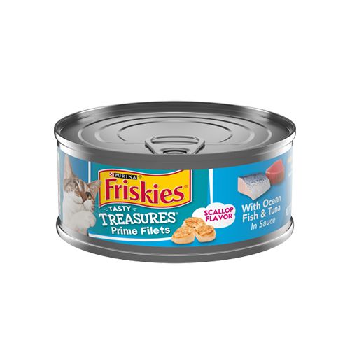 Friskies Tasty Treasures Fish & Tuna & Scallop Pate Wet Cat Food  5.5 oz Can