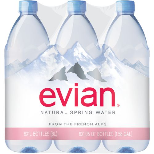 evian Natural Spring Water bottles  33.8 fl oz  6 pack