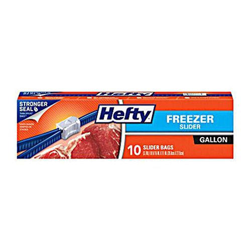 Hefty Slider Gallon Freezer Bags, Gallon Size, 10 Count