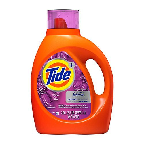 Tide plus Febreze Freshness Spring and Renewal Scent Liquid Laundry Detergent, 69 oz, 44 loads
