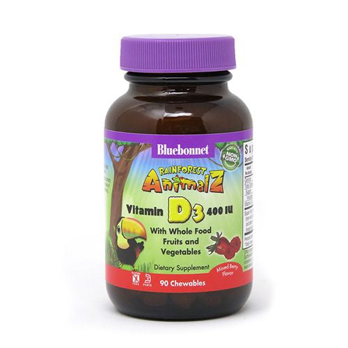 Bluebonnet Nutrition - Animalz Vitamin D3 Natural Mixed Berry Flavor 400 IU - 90 Chewable Tablets