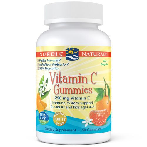 Nordic Naturals Vitamin C Gummies  250 Mg  Tart Tangerine Flavor  60 Ct