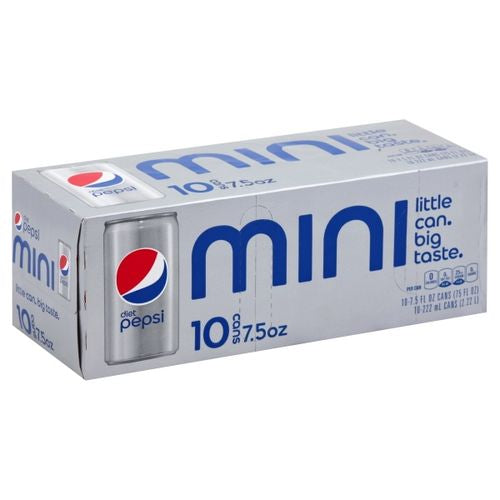 Diet Pepsi Soda, 7.5 Fl Oz (Pack of 10)