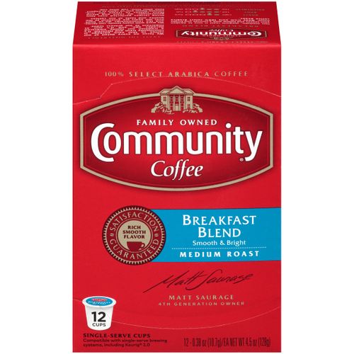 Community Coffee Breakfast Blend Medium Roast Single Serve Pods, Keurig K-Cup Brewer Compatible, 72 Ct