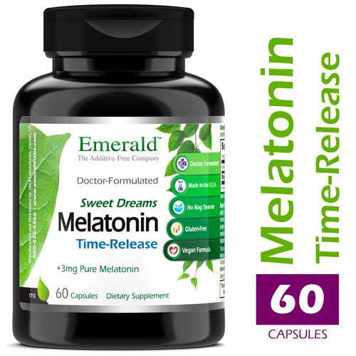 Emerald Labs Melatonin Time Release (3 mg) - Supports Relaxation and Healthy Sleep Patterns  Energy Levels  Better Overall Health Support - 60 Capsules
