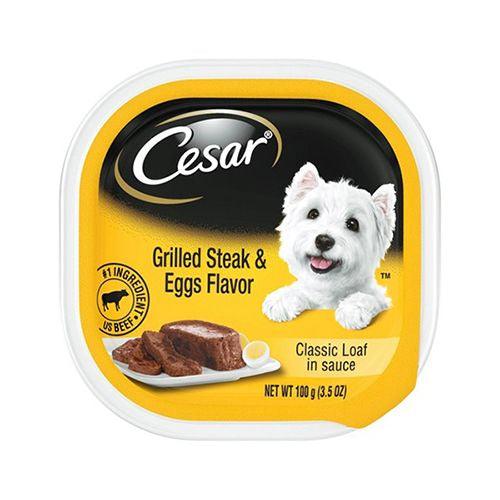 CESAR Classic Loaf in Sauce Grilled Steak and Eggs Flavor Soft Wet Dog Food  (24 Pack) 3.5 oz. Trays