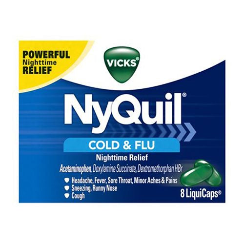 Vicks NyQuil Cold & Flu Nighttime Relief LiquiCaps 8 Count