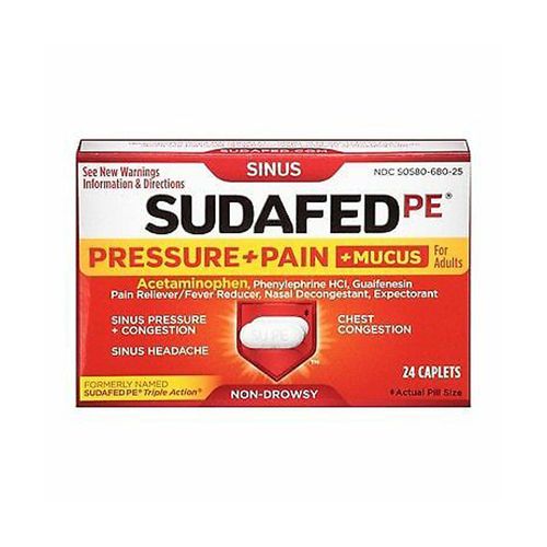 Sudafed PE Sinus Pressure + Pain + Mucus and Congestion Relief, 24 ct