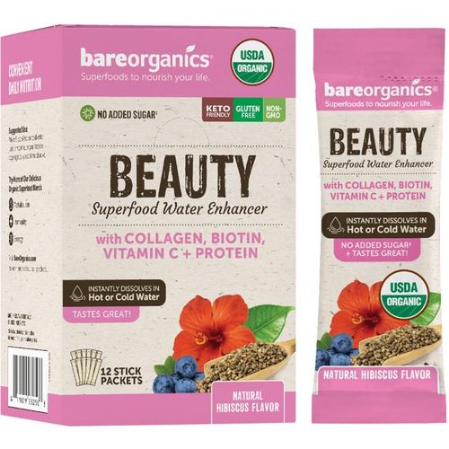 BareOrganics Beauty Superfood Water Enhancer - Hibiscus 12 Pkts.