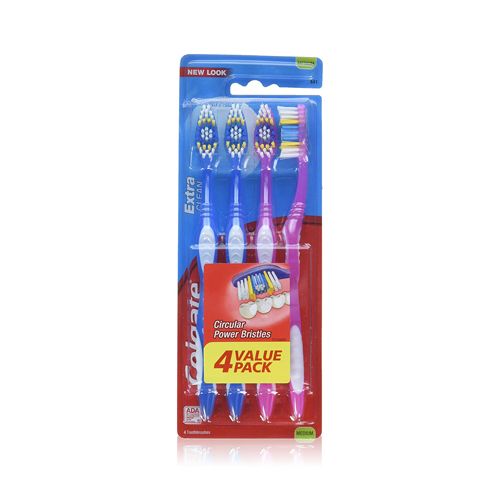 Colgate Extra Clean Flexible Grip Toothbrush  Medium  4 Ct