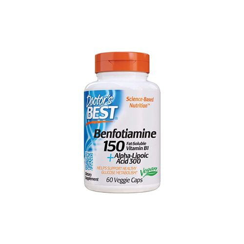 Doctor s Best Benfotiamine 150 + Alpha-Lipoic Acid 300 with BenfoPure  Non-GMO  Vegan  Gluten Free  Promotes Healthy Blood Sugar  60 Veggie Caps