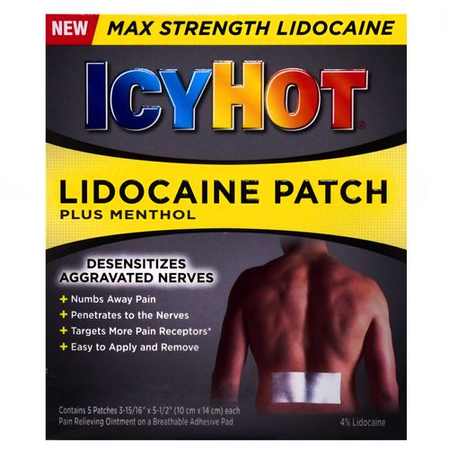 Icy Hot Max Strength Lidocaine Pain Relief Patch (5 Count) Penetrates for Fast  Targeted Relief