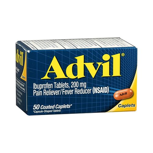 Advil Coated Caplets Pain Reliever and Fever Reducer  Ibuprofen 200Mg  50 Count  Fast-Acting Formula for Headache Relief  Toothache Pain Relief and Arthritis Pain Relief