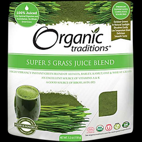 Organic Traditions Super 5 Grass Juice Blend 5.3 oz Pkg