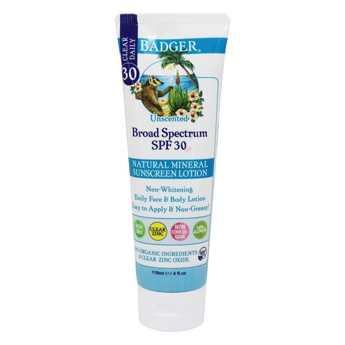 Badger Unscented Broad Spectrum SPF 30 Natural Mineral Sunscreen / LOTION