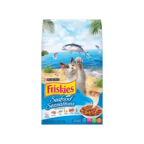 Friskies Seafood Sensations Salmon & Tuna Dry Cat Food  3.15 lb Bag