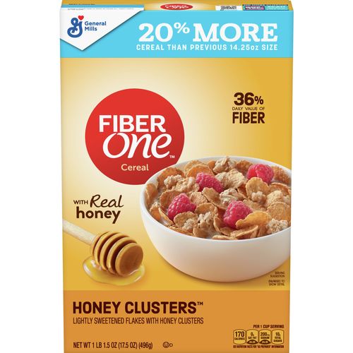 Fiber One Cereal, Honey Cluster, 17.5 Oz