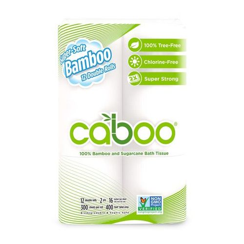 Caboo Toilet Paper, White, 12 Double Rolls