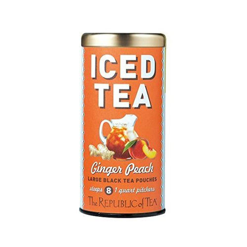 The Republic of Tea, Ginger Peach Iced Tea, tea bags, 8 ct