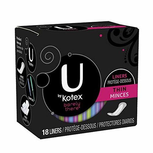 U by Kotex Barely There Thin Panty Liners  Light Absorbency  Regular Length  Unscented  18 Count