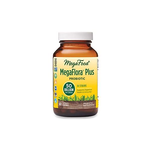 MegaFood  MegaFlora with Turmeric  Probiotic Supplement with 50 Billion CFU  30 Servings (60 Capsules)