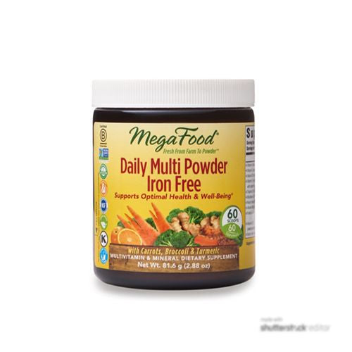 MegaFood, Daily Multi Powder Iron Free, Supports Optimal Health, Multivitamin and Mineral Supplement, Gluten Free, Vegetarian, 2.88 oz (60 servings)